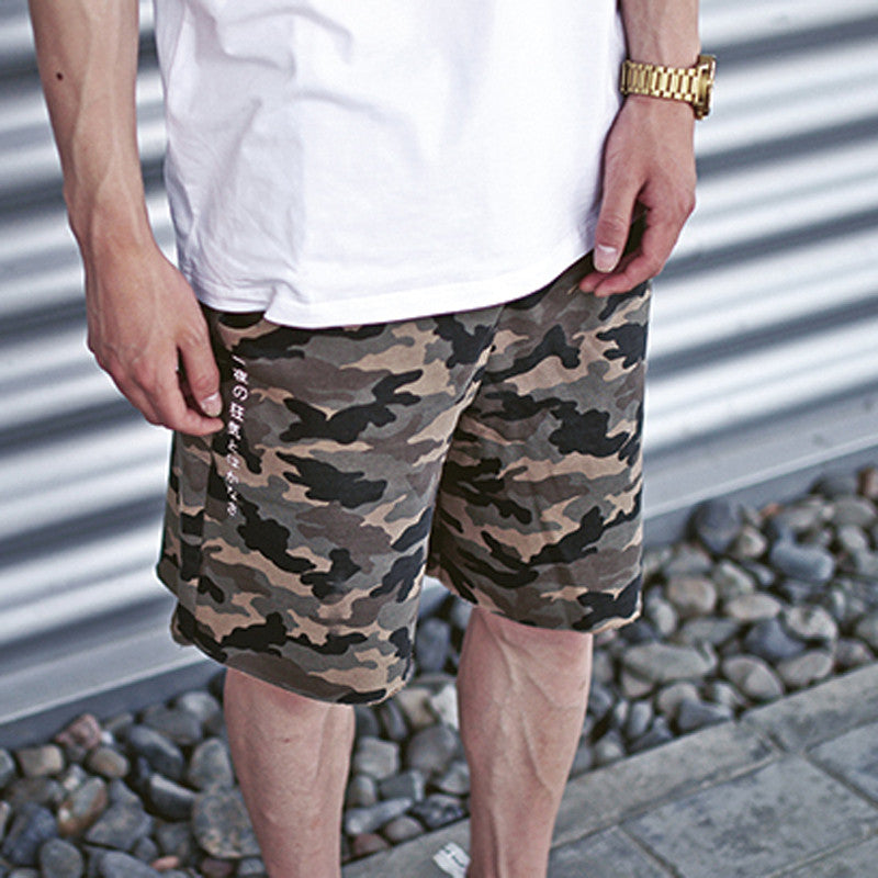 Summer Fashion Man Green Camouflage Loose Cotton Man Short Pants