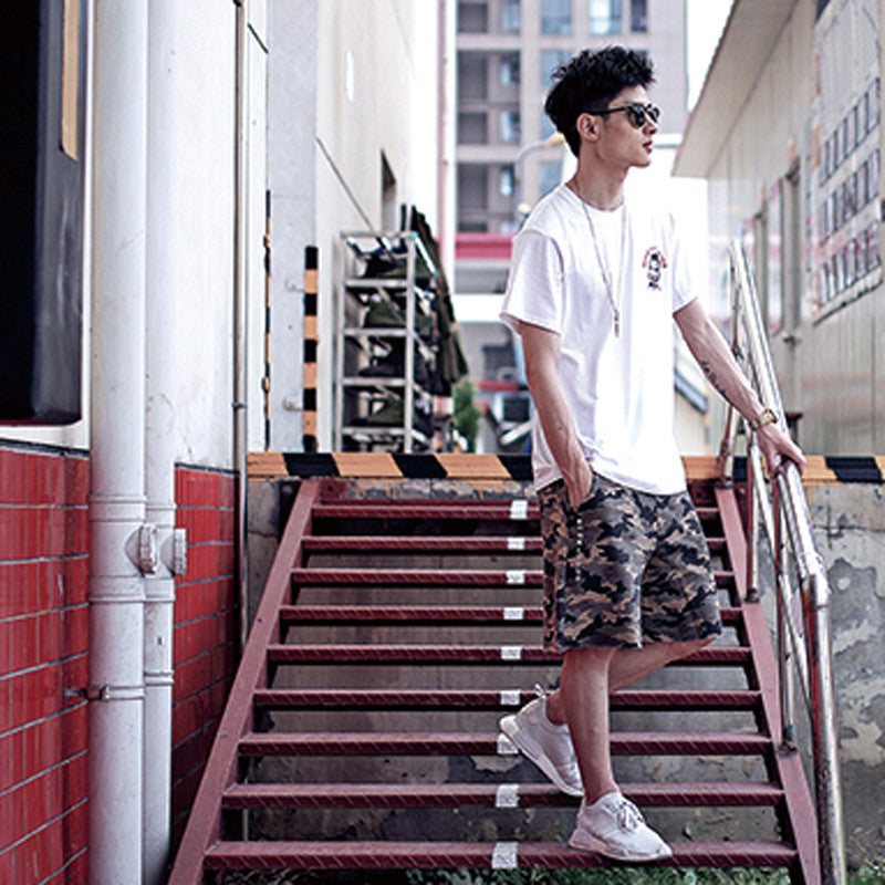 Summer Fashion Man Green Camouflage Loose Cotton Man Short Pants